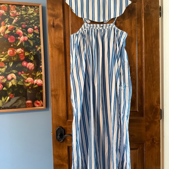 Ganni Blue/White Striped Cotton Poplin Dress w / Collar - Sz. 42 - Picture 5 of 6